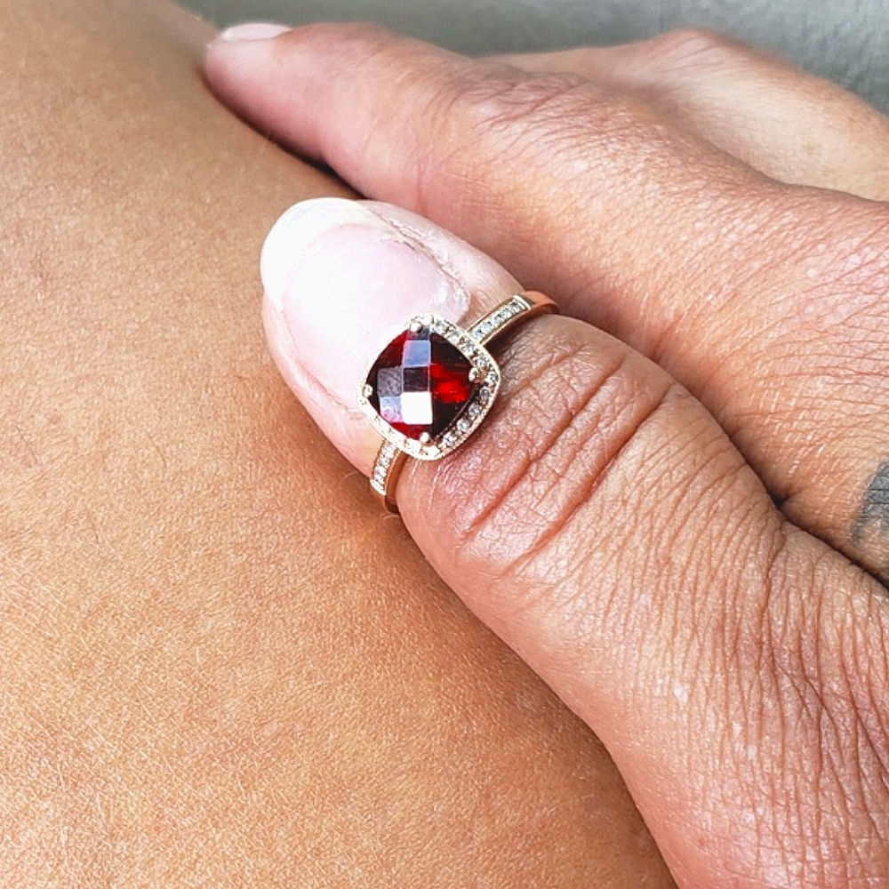 14k Rose Gold Diamond & Garnet ring